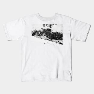 Texture of Basalt Columns and Snow in Iceland B&W Kids T-Shirt